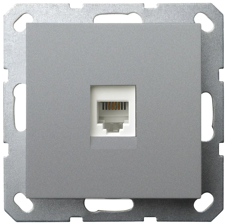 Интернет-розетка RJ45 с накладкой, цвет Алюминий JASMART