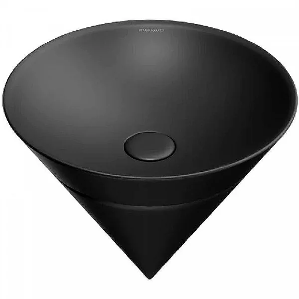 Kerama Marazzi CO.wbi.44/BLK.M Раковина CONO 44 с бортиком, встраиваемая сверху, черная матовая, с д