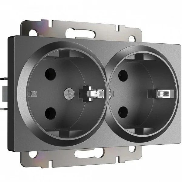 W1172064/ Розетка двойная с заземлением (графит матовый)