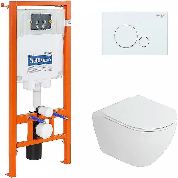 Комплект 4 в 1 Унитаз подвесной Cezares STYLUS-TOR CZR-6601-TH-TOR с сид-ем CZR-2316-SC + Система ин