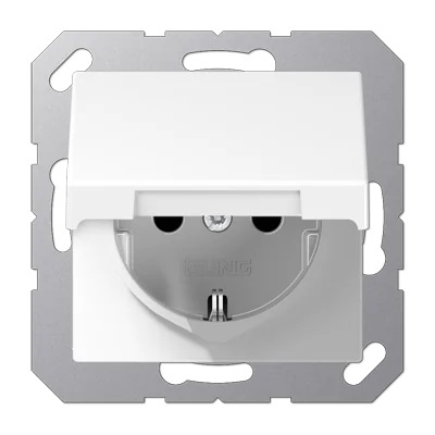 Штепсельная розетка SCHUKO 16A 250V~ с защитой от детей; с крышкой; термопласт; белая