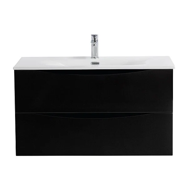 MARINO-CER-MINI База под раковину подвесная с двумя выкатными ящиками, Nero Lucido, 796x390x500, MAR
