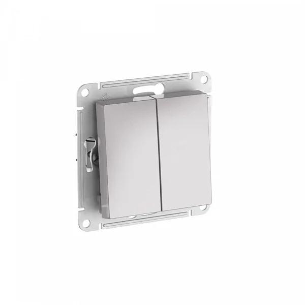ATLASDESIGN AQUA 2-клавишный ПЕРЕКЛЮЧАТЕЛЬ IP44,сх.6, 10АХ,мех., быстрозажим. клем., АЛЮМИНИЙ