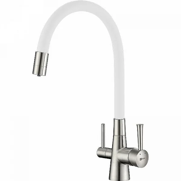 Смеситель Lemark Comfort LM3075BN-White для кухни с гибким изливом и подключением к фильтру с питьев