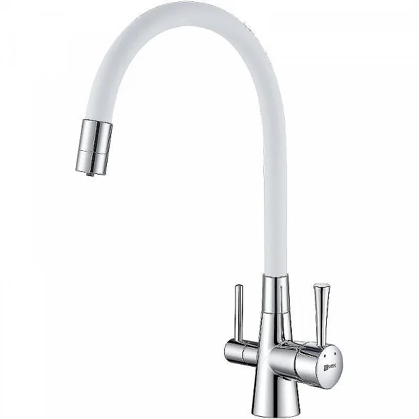 Смеситель Lemark Comfort LM3075C-White для кухни с гибким изливом и подключением к фильтру с питьево