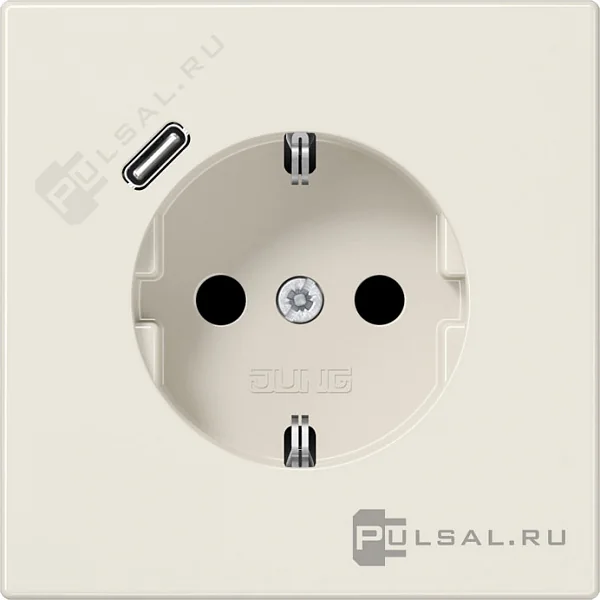 Розетка SCHUKO® с USB-зарядным устройством, тип С; термопласт; слоновая кость JUNG