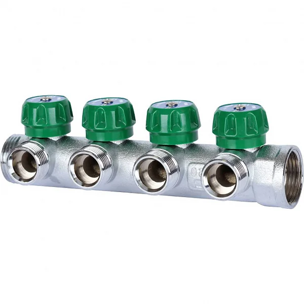 Коллектор регулирующий 1", 4 отвода 3/4" ЕК STOUT
