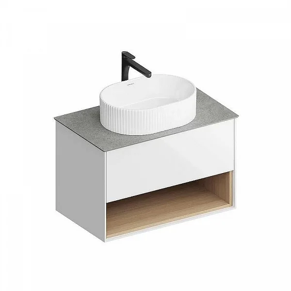 Kerama Marazzi PLB.M.80.1/WHT.V Тумба PLAZA Modern подвесная 80, 1 ящик + полка, белая глянцевая