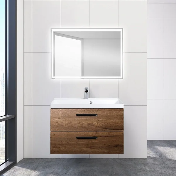 AURORA База под раковину подвесная с двумя выкатными ящиками, Rovere Tabacco, 800x450x500 BelBagno