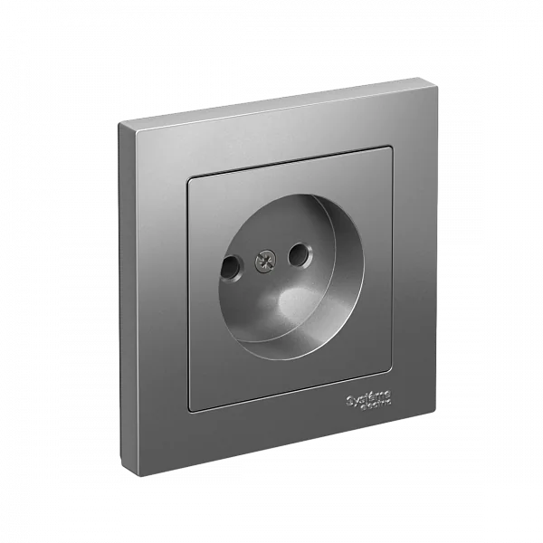 ATLASDESIGN РОЗЕТКА без заземления, 16А, в сборе, быстрозажим. клем., СТАЛЬ