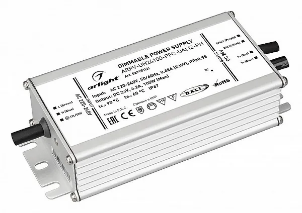 Arlight Блок питания ARPV-UH24100-PFC-DALI2-PH (24V, 4.2A, 100W) (IP67 Металл, 7 лет)