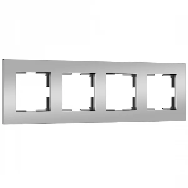 W0042965/ Рамка на 4 поста Slab (серебро софт)