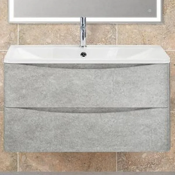 ACQUA База под раковину подвесная с двумя выкатными ящ, Cemento Verona Grigio,1000x450x500 BelBagno