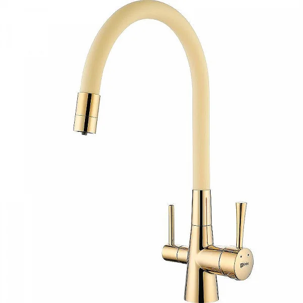 Смеситель Lemark Comfort LM3075G-Beige для кухни с гибким изливом и подключением к фильтру с питьево