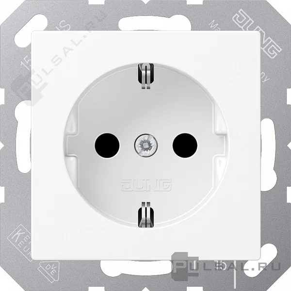 Розетка SCHUKO® 16A 250V с защитой от детей; термопласт; белый матовый JUNG