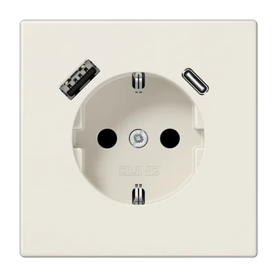 LS1520-15CA_SCHUKO розетка с USB-зарядным устройством, тип А + тип С, слоновая кость JUNG