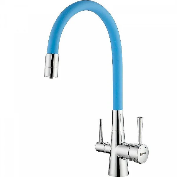 Смеситель Lemark Comfort LM3075C-SkyBlue для кухни с гибким изливом и подключением к фильтру с питье