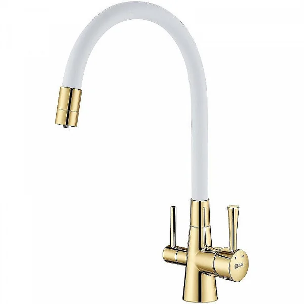 Смеситель Lemark Comfort LM3075G-White для кухни с гибким изливом и подключением к фильтру с питьево