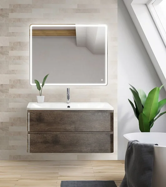 ALBANO База под раковину подвесная с 2 выкатными ящ, Rovere Nature Grigio, 1000x450x500 BelBagno