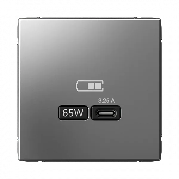 ARTGALLERY USB РОЗЕТКА тип-С 65Вт высокоскор.заряд. QC, PD, механизм, СТАЛЬ