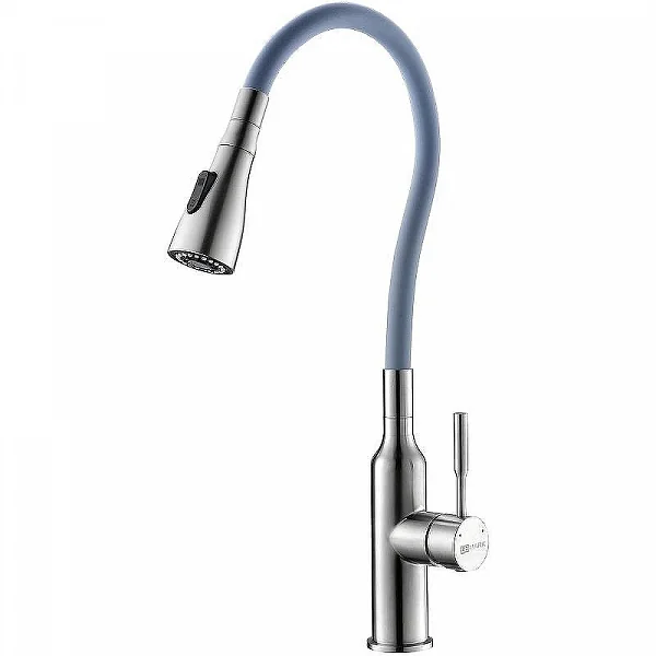 Смеситель Lemark Expert LM5082S-Gray для кухни с гибким цветным изливом.