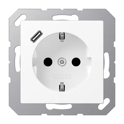 Розетка SCHUKO® с USB-зарядным устройством, тип С; термопласт; белый матовый