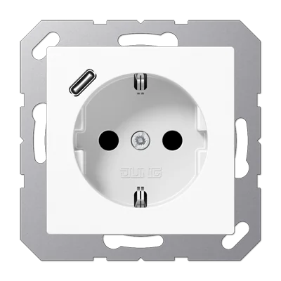 Розетка SCHUKO® с USB-зарядным устройством, тип С; термопласт; шампань JUNG
