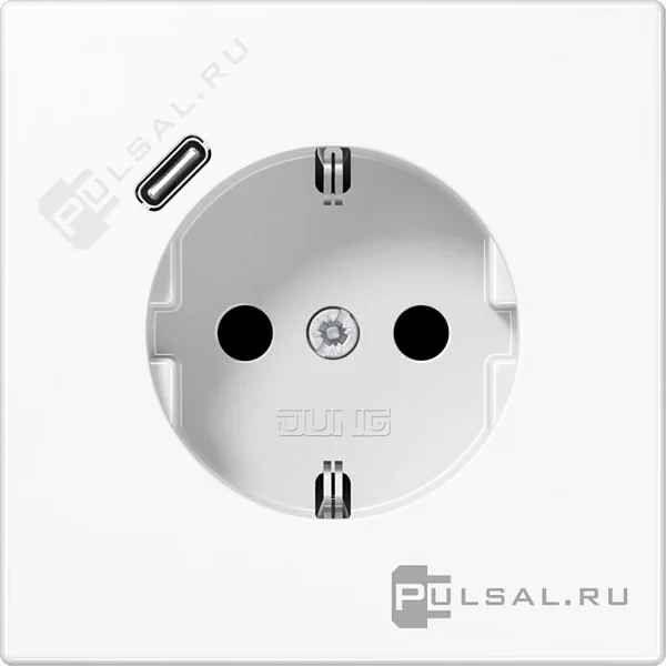 Розетка SCHUKO® с USB-зарядным устройством, тип С; термопласт; белый JUNG
