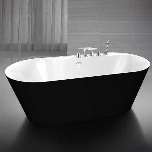 Акриловая ванна BELBAGNO BB14-NERO/BIA, внешняя поверхность черная