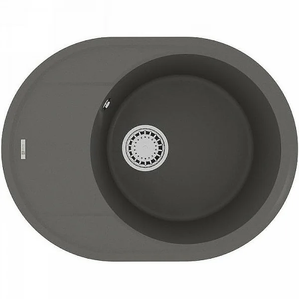 9910053 Кухонная мойка Lemark LACHA 620 врезная овальная с крылом из кварцгранита цвет: Серый шёлк