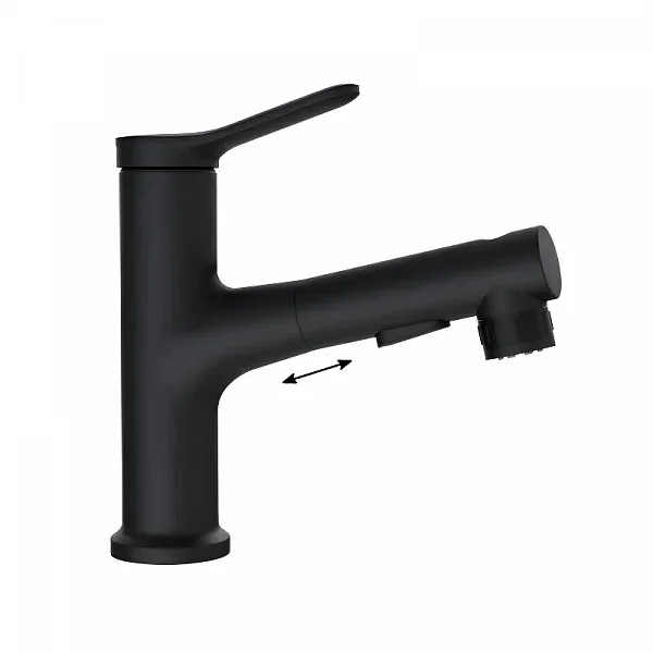 Смеситель с выдвижным изливом, черный матовый BB-LVMD-NERO-W0 BelBagno