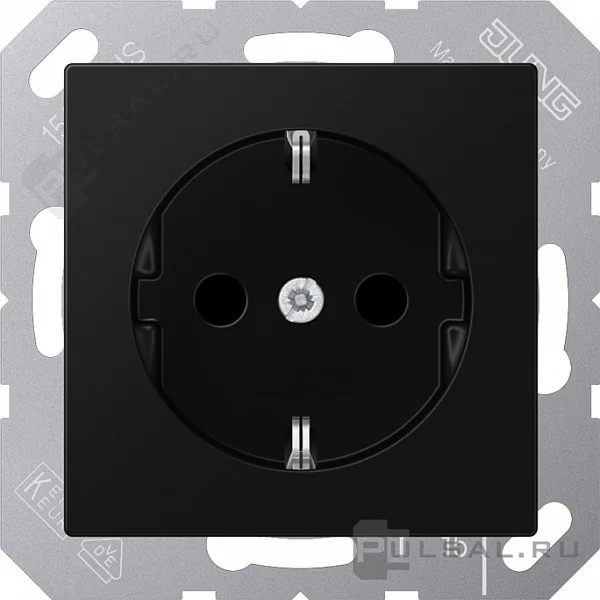 Розетка SCHUKO® 16A 250V с защитой от детей; термопласт; черный матовый JUNG