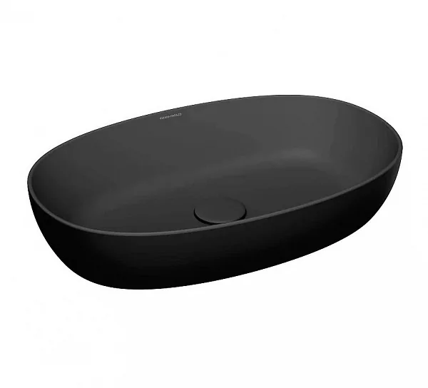 Kerama Marazzi PLR.wb.60/BLK.M Раковина PLAZA 60х38 см накладная без отв. под смеситель с дон.клап,