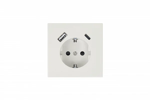 FD5501USB-25SH_Розетка SCHUKO© с USB A+C с защитными шторками 16A 250V~ 2P+T USB 25W, цвет Сахара