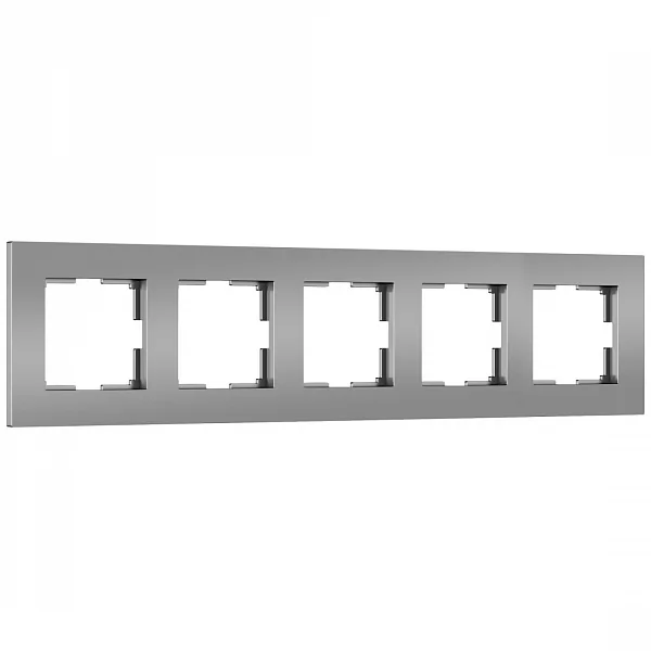 W0052965/ Рамка на 5 постов Slab (серебро софт)