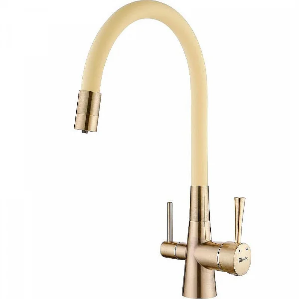 Смеситель Lemark Comfort LM3075B-Beige для кухни с гибким изливом и подключением к фильтру с питьево