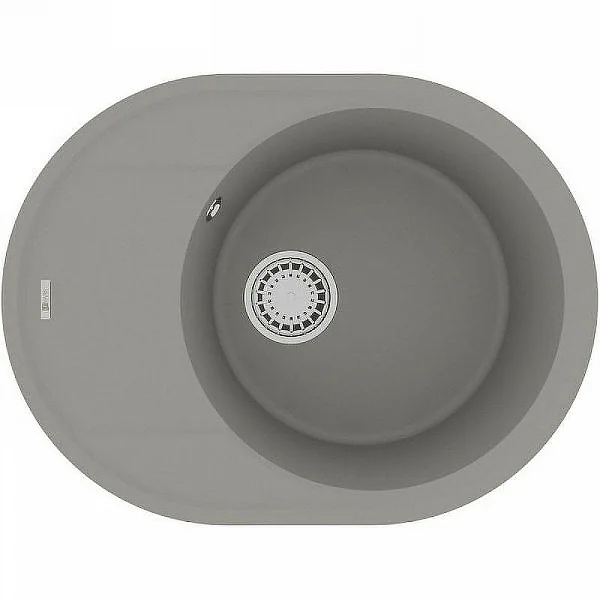 9910051 Кухонная мойка Lemark LACHA 620 врезная овальная с крылом из кварцгранита цвет: Грей
