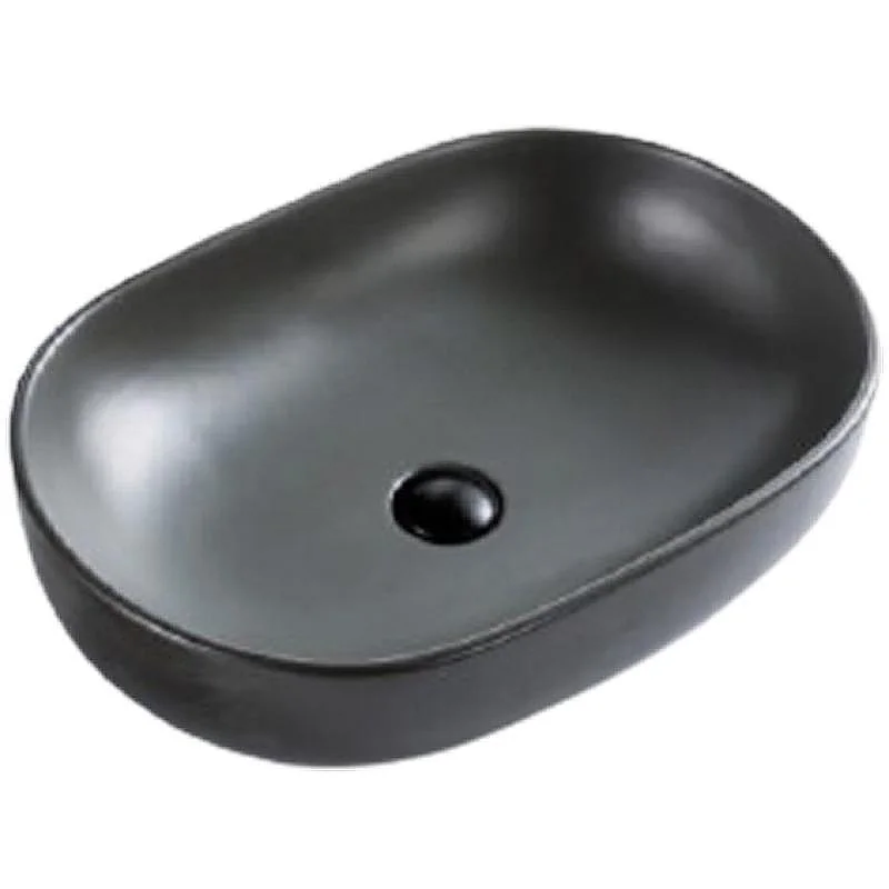 Раковина накладная керамическая, овальная, серая матовая, BB1084-H311, 600x420x140