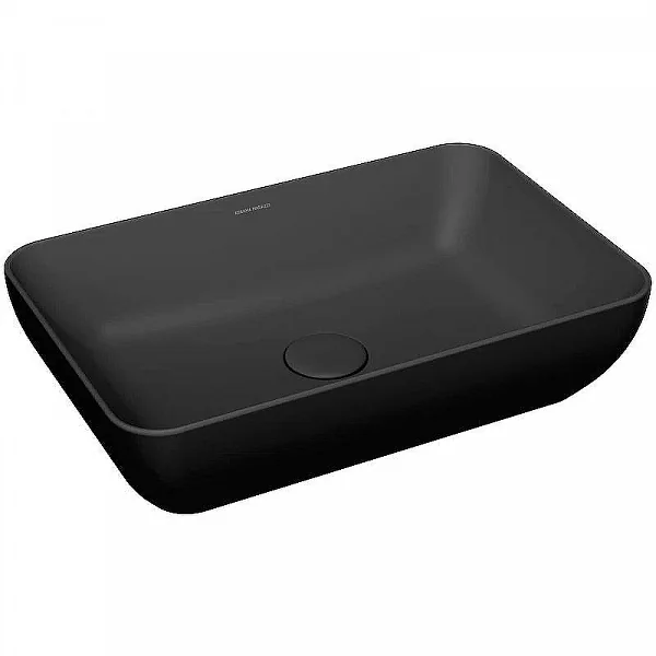 Kerama Marazzi PLR.wb.55/BLK.M Раковина PLAZA 55х36 см накладная б/отв. под смеситель c дон. клапано