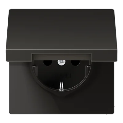 Штепсельная розетка SCHUKO 16A 250V~ с защитой от детей и откидной крышкой; антрацит