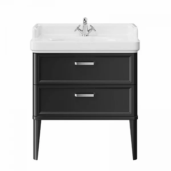 Kerama Marazzi PO.N.80.2/BLK Тумба POMPEI напольная с 2 ящиками 80, черная глянцевая