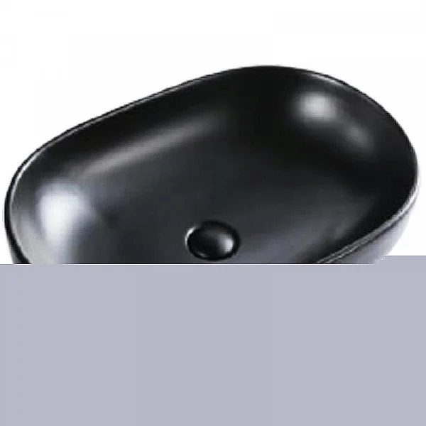 Раковина накладная керамическая, овальная, чёрная матовая, BB1084-H301, 600x420x140