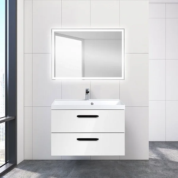 AURORA База под раковину подвесная с двумя выкатными ящиками, Bianco Lucido, 800x450x500 BelBagno