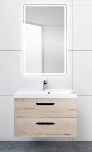 AURORA База под раковину подвесная с 2 выкатными ящ, Rovere Galifax Bianco, 800x450x500 BelBagno