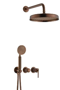 Смеситель встроенный + верхний+ ручной душ, ETERNA BRUSHED BRONZE