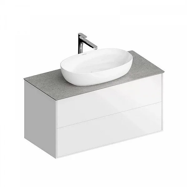 Kerama Marazzi PLB.M.100.2/WHT.V Тумба PLAZA Modern подвесная 100, 2 ящика, белая глянцевая