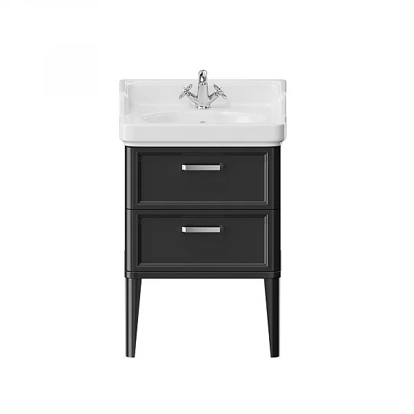 Kerama Marazzi PO.N.60.2/BLK Тумба POMPEI напольная с 2 ящиками 60, черная глянцевая