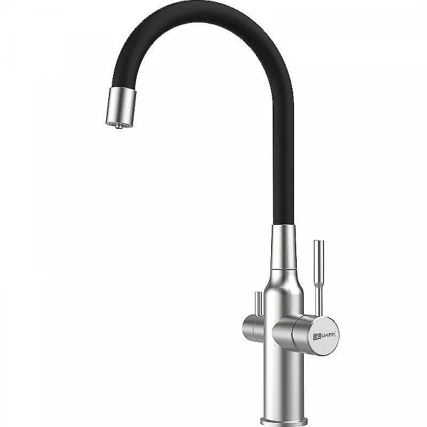 Смеситель Lemark Expert LM5083S-Black для кухни с гибким изливом и подключением к фильтру с питьевой