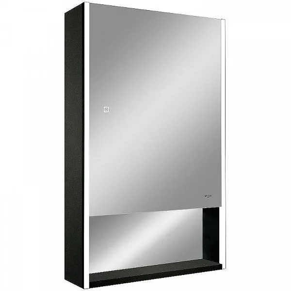 Зеркальный шкаф для ванной Reflection Box Black LED  600х800 с розеткой диммируемый RF2421BL