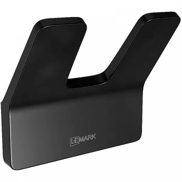 Крючок двойной Lemark SMOOTH LINE для полотенец и халатов, чёрный матовый